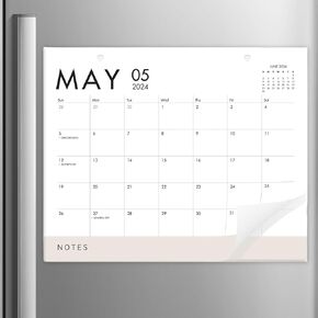 Elegant White & Beige Magnetic Calendar for Fridge 2024-2025, Large 13.5x11 Inches 18-Month Fridge Calendar Magnet for Contemporary Home & Office Settings, Jul 24 - Dec 25