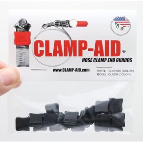 Boost Increase Valve Hose Clamp End Cover by CLAMP-AID. For 5/16" wide bands. Package of 20. Color: Black