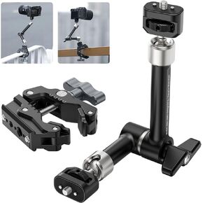 ULANZI R011a ذراع سحري للكاميرا بمشبك فائق - ذراع سحري للاحتكاك مفصلي قابل للتعديل مقاس 10 بوصة مع خيط عالمي 1/4 بوصة و3/8 بوصة وخيط تثبيت فائق 1/4 بوصة لإضاءة LED/ميكروفون/جهاز فيديو in Kuwait