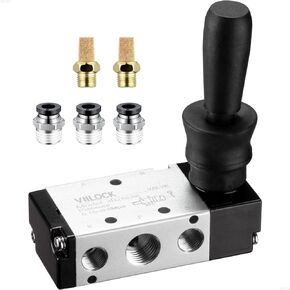 Pneumatic Air Hand Lever Valve, 5 Way 2 Position 3/8"NPT Solenoid Valve Manual Control Direct Driving Type Push-Pull 4H310-10