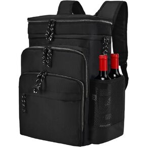 GiMiUiTo Double Deck Cooler Backpack Leak-Proof Large Cooler Backpack,Backpack Cooler Insulated Perfect Soft Cooler Bag for Tactical, Camping, Picnic, Beach, Hiking,Black