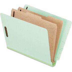 Pendaflex Pressboard End-Tab Classification Folders, Letter Size, 2 Dividers, 2.5" Expansion, Light Green, Straight Cut Tabs, 10/BX (23224)