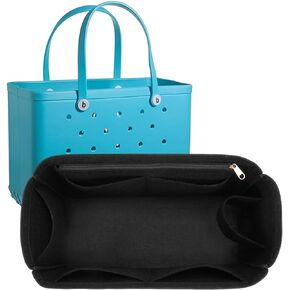 LOUKAYCCI Rubber Beach Bag Purse Organizer Insert for Bogg Bag Handbag Felt Insert (Small, Black)