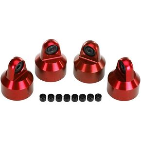 Traxxas 7764R Red-Anodized Aluminum GTX Shock Caps with Spacers (Set of 4)