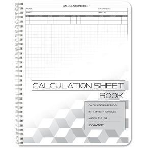 BookFactory Calculation Sheet Notepad/Grid Format Calculation Analysis Paper Pad/Pad with 3 Hole Punch for Binders - 50 Pages, DOE NRC OSR 19-189, 8.5" x 11" (PAD-050-7CPD3(Calculation-Sheet))