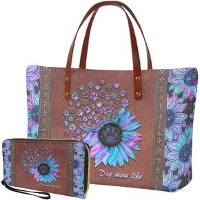 Salabomia Womens Handbag with Matching Wallet, Large Top Handle Purse Shoulder Tote Bag with PU Clutch Wallet Purse