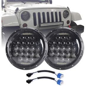 COWONE 7 بوصة مستديرة 5D 130 واط LED مصباح أمامي لجهاز الإسقاط مع DRL متوافق مع جيب رانجلر JK TJ LJ CJ للدراجات النارية