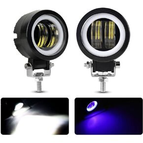 EBESTauto متوافق مع المصباح الأمامي للدراجات النارية LED ضوء الضباب 3 بوصة مستدير أزرق عين الملاك DRL ضوء أبيض 10-80 فولت تيار مستمر 8000LM مقاوم للماء على الطرق الوعرة ضوء العمل البحري (قطعتان) in Kuwait