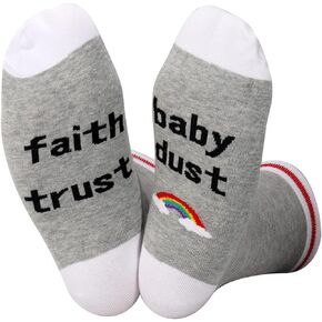 ZJXHPO Lucky Socks IVF Mom Socks Faith Trust Baby Dust Socks Infertility Gift IVF Transfer Day Gift Motivational Socks