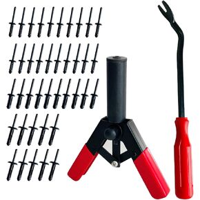 Sutekus Plastic Rivet Gun Set - Includes 40Pcs Poly Rivets Assortment, 1Pcs Rivet Removal Tool and 1Pcs Fastener Remover for Removing Car Door Panel and Upholstery Clips