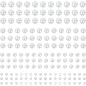 2000+pcs 12 Sheets Self Adhesive Pearl Stickers for Hair, Face, Makeup, Eye, Nail, Crafts, 3mm, 4mm, 5mm, 6mm (Off-White)