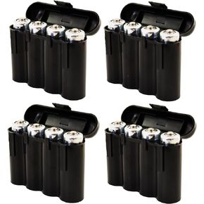 4 AA/AAA / CR123A Black Battery Holder Storage Cases