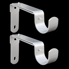 Kowibcl Adjustable Curtain Rod Brackets,Fits up to 1 inch, 1-1/8 inch and 1-1/4 inch Rods,Extendable Heavy Duty Curtain Rod Holder for Wall, Set of 3, Black