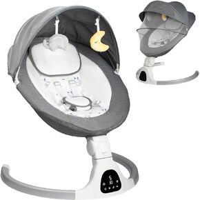 Baby Swing for Infants to Toddler Portable Babies Swing Timing Function 5 Swing Speeds Bluetooth Touch Screen Music Speaker with 10 Preset Lullabies 5-Point Carabiner