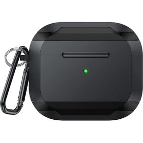 YOWOCHUNG Series AirPods 3rd Generation Case Cover,TPU Protective Case for Women &Men with Keychain Compatible with Apple AirPods 3 Charging Case (Black)
