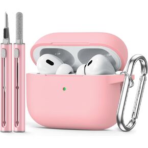 for AirPods Pro 2nd/1st Generation Case Cover (2023/2022/2019) with Cleaner Kit,Soft Silicone Protective Cover for Apple AirPods Pro 2 Gen Charging Case,AirPod Pro Case with Keychain-Green