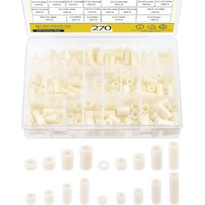 Mardatt 270Pcs 18 Sizes Nylon Round Spacer Assortment Kit, 3/5/6/8/10/15/18/20/25mm Nylon Spacers Non Threaded Electrical Outlet Screw Spacers for M3 M4 M5 M6 Screws Switch and Receptacle (White) in Kuwait