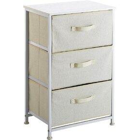 Urban Shop 3 Tier Fabric Drawer Storage Cart with MDF Wood Frame, Pastel with White Frame