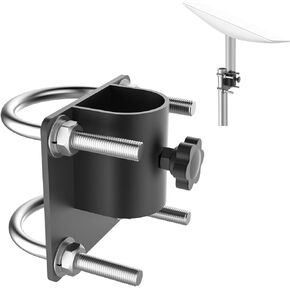 JOZDAUP Upgraded Antenna Mast Pipe Mount and Flag Pole Adapter, Compatible with Starlink Dish&Universal Antenna Steel Pole, U-Clamp Roof Mounting Base for Starlink Pole,Stainless Steel Mounting holder