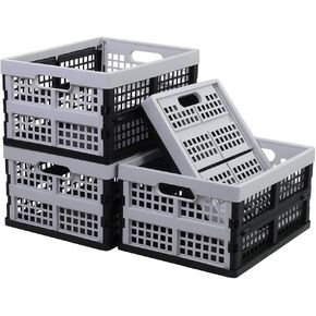 Readsky 16 Litre Foldable Storage Crates, Collapsible Plastic Crates, 4 Packs
