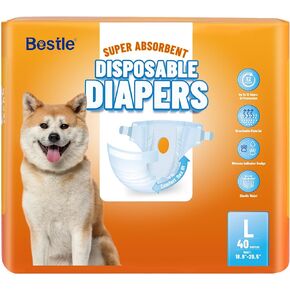 Bestle Disposable Female Dog Diapers, 40 Count, XS (Waist 12.6"-16.9"), Wetness Indicator, Ultra Protection, Leak Proof, Super Absorbent, Soft in Saudi Arabia