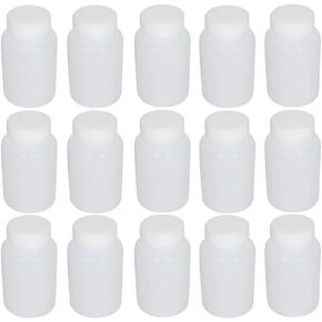 Othmro 15Pcs 100ml Plastic Empty Lab Cylindrical Chemical Reagent Bottle Wide Mouth Laboratory Reagent Polyethylene Bottle Sample Sealing Liquid Storage Container for Food Store White Translucent