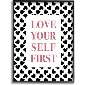 Stupell Industries Love Yourself First Phrase Framed Wall Art, Design by Martina Pavlova