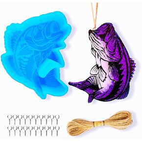 Rifanda Bass Fish Freshie Supplies Silicone Molds for Freshie, Aroma Bead Car Freshener Mold, Candle Supplies Molds Silicone Soap Molds Epoxy Resin Molds for Home Office Car