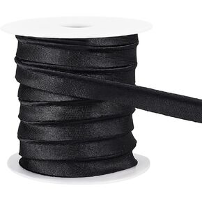 BENECREAT 27.3Yard Flat Satin Piping Ribbon, 1/2 inch Piping Bias Tape with Welting Cord Cotton Ribbon for Sewing Clothing Trimming Upholstery, Black