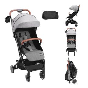 VEVOR Standard Baby Infant Stroller, Toddler Stroller with 95°-150° Adjustable Backrest & & 0/90°Adjustable Footrest & One-Click Folding, Newborn Stroller with Cup Holder and Carry Bag, Dark Grey