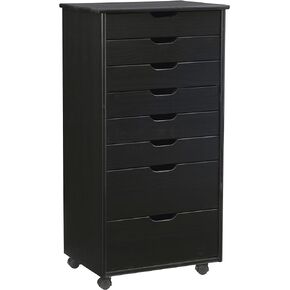 Corinne Black Eight Drawer Rolling Storage Cart by Linon