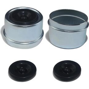 LUXTRKSTO 2PCS 1.98" Trailer Hub Dsut Cap,Trailer Axle Wheel Bearing Dust Cap Cup Grease Cover with 2 Rubber Plugs,Hub Dust Caps for Most 2000 to 3500 Pound Axles Dexter EZ Lube Trailer Camper RV