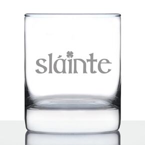 Slainte Irish Cheers - Whiskey Rocks Glass - Funny St Patricks Day Party Decor or Gifts - 10.25 Ounce