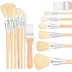 Grevosea Mop Brush for Acrylic Painting, 7 Pieces Versatile Blending Brush Paint Brushes for Acrylic Painting Goat Hair Paint Brush Set for Acrylic Watercolor Oil Painting Face Body Art