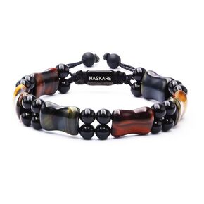 Protection Crystals Mens Bracelet Tiger Eye, Natural Stone Multicolored Tiger Eye Bracelet for Men, HASKARE Healing Crystals Unique Energy Beads Bracelet Gift for Men Jewelry Trendy Spiritual Relief