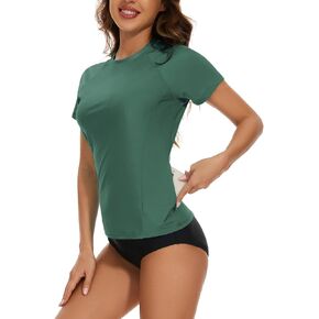 قميص سباحة للسيدات من Bonneuitbebe بعامل حماية من الأشعة فوق البنفسجية 50+ وأكمام قصيرة للحماية من الطفح الجلدي من الأشعة فوق البنفسجية للحماية من أشعة الشمس مع جيب بسحاب in Kuwait