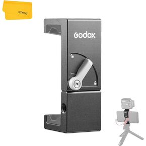 Smartphone Holder, Phone Adapter Mount with Cold Shoe, Sturdy and Durable Phone Clamp for Cellphone/Microphone/LED Video Light(Godox MTH03)