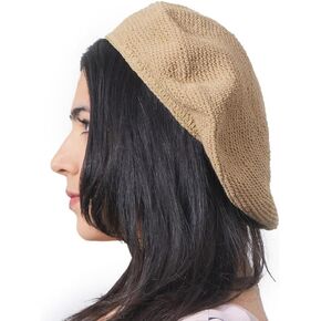 Knit Tam Hats for Women & Men, Cotton Beret-Style Crochet Beanie Cap Handmade for Summer & Winter