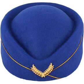 Stewardess Hat Airline Stewardess Cap Imitation Wool Uniform Plane Stewardess Cap Cosplay Stage Perform Women Ladies Cap