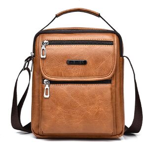 Hjkiopc Zipper Buckle Leather Messenger Bag Crossbody Shoulder Bag Vintage Handle Bags