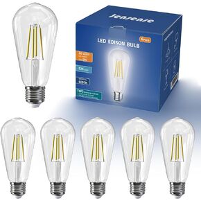 Edison LED Light Bulbs 8Watt Dimmable Light Bulbs (2700K Warm White, 6 Pack)