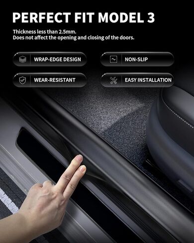 واقي عتبة الباب LASFIT لعام 2023 Tesla Model Y 5 مقاعد (غير مناسب 7 مقاعد) غير لامع TPE وABS واقي دخول الباب الأمامي والخلفي ملحقات لوحة جرجر عتبة السجاد الخلفية - حزمة من 4 in Kuwait