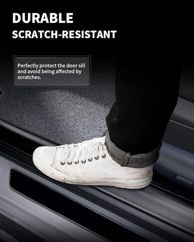 واقي عتبة الباب LASFIT لعام 2023 Tesla Model Y 5 مقاعد (غير مناسب 7 مقاعد) غير لامع TPE وABS واقي دخول الباب الأمامي والخلفي ملحقات لوحة جرجر عتبة السجاد الخلفية - حزمة من 4 in Kuwait