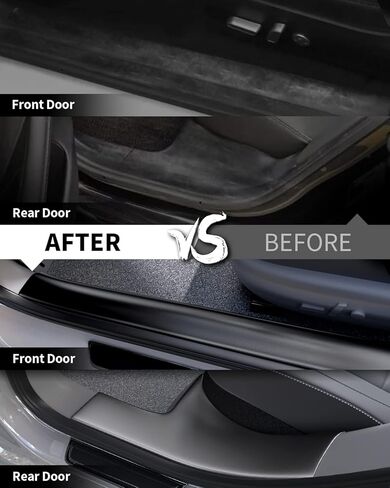 واقي عتبة الباب LASFIT لعام 2023 Tesla Model Y 5 مقاعد (غير مناسب 7 مقاعد) غير لامع TPE وABS واقي دخول الباب الأمامي والخلفي ملحقات لوحة جرجر عتبة السجاد الخلفية - حزمة من 4 in Kuwait