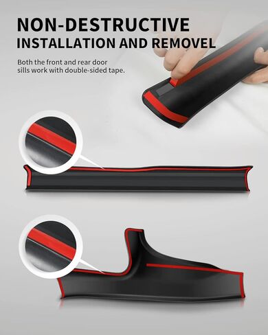 واقي عتبة الباب LASFIT لعام 2023 Tesla Model Y 5 مقاعد (غير مناسب 7 مقاعد) غير لامع TPE وABS واقي دخول الباب الأمامي والخلفي ملحقات لوحة جرجر عتبة السجاد الخلفية - حزمة من 4 in Kuwait