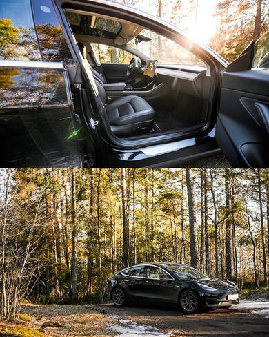 واقي عتبة الباب LASFIT لعام 2023 Tesla Model Y 5 مقاعد (غير مناسب 7 مقاعد) غير لامع TPE وABS واقي دخول الباب الأمامي والخلفي ملحقات لوحة جرجر عتبة السجاد الخلفية - حزمة من 4 in Kuwait