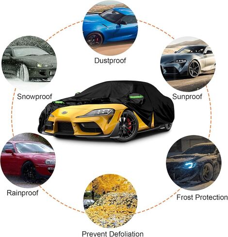 أغطية سيارة مقاومة للماء تحل محل 2020-2024 Toyota Supra GR A90 A91 MK5، 6 طبقات غطاء سيارة مناسب لجميع الأحوال الجوية مع باب بسحاب للحماية من الغبار والثلج والمطر in Kuwait