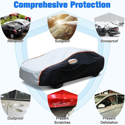 غطاء سيارة سيلنوفو سيدان مناسب لجميع الأحوال الجوية، مقاوم للماء للأشعة فوق البنفسجية، مقاوم للرياح، غطاء سيارة كامل للاستخدام الخارجي، مناسب لسيارة سيدان بطول يصل إلى 209 بوصة in Kuwait