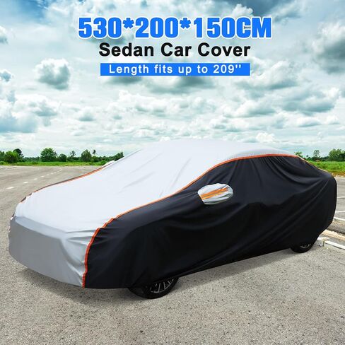 غطاء سيارة سيلنوفو سيدان مناسب لجميع الأحوال الجوية، مقاوم للماء للأشعة فوق البنفسجية، مقاوم للرياح، غطاء سيارة كامل للاستخدام الخارجي، مناسب لسيارة سيدان بطول يصل إلى 209 بوصة in Kuwait