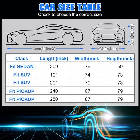 غطاء سيارة سيلنوفو سيدان مناسب لجميع الأحوال الجوية، مقاوم للماء للأشعة فوق البنفسجية، مقاوم للرياح، غطاء سيارة كامل للاستخدام الخارجي، مناسب لسيارة سيدان بطول يصل إلى 209 بوصة in Kuwait